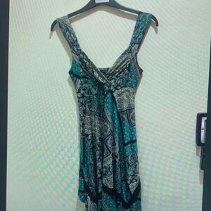 Izabella Rue Teal and Black Patterned Mini Dress